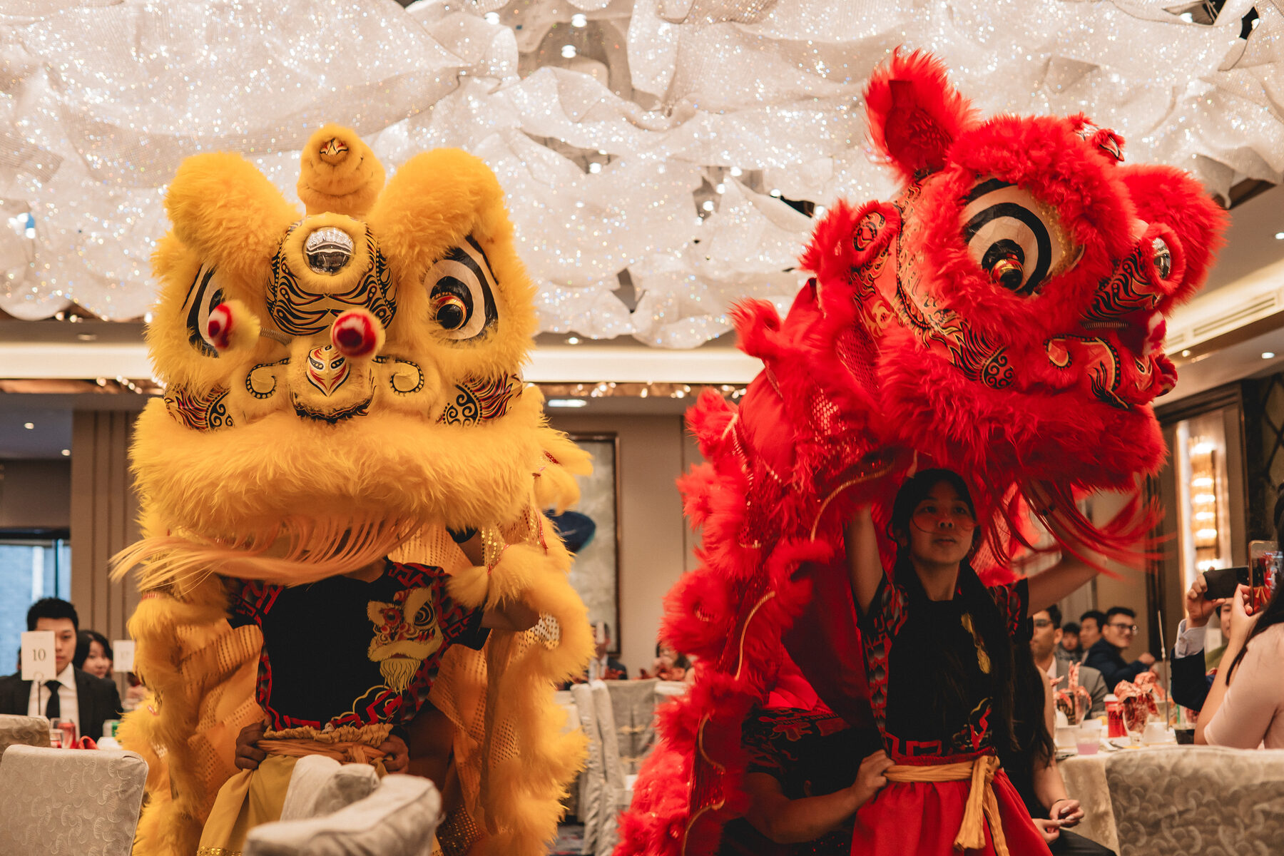 Lion dance performers during Peter & Christine's reception.